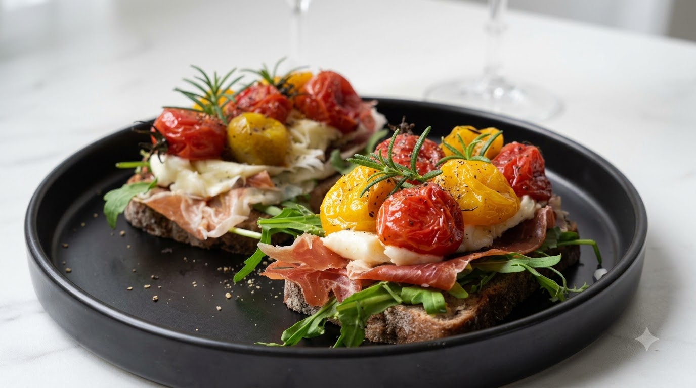 Geröstetes Tomaten-Schinken-Sandwich (Offen)