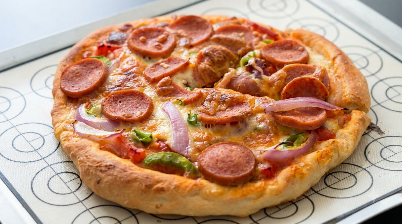 Hausgemachte Tomaten-Wurst-Pizza