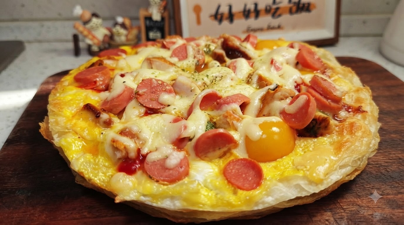 Frühlingszwiebel-Pfannkuchen-Pizza