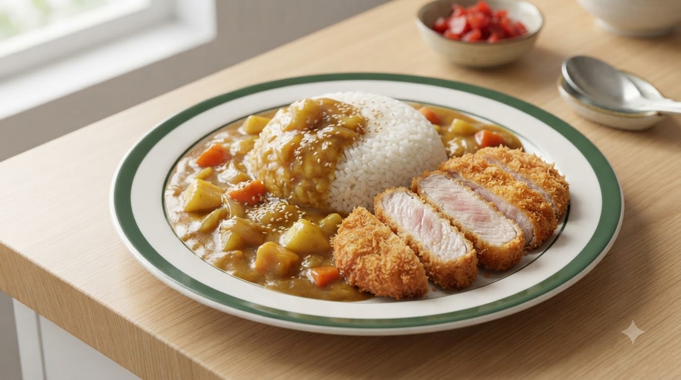 Japanisches Tonkatsu Curry mit Reis
