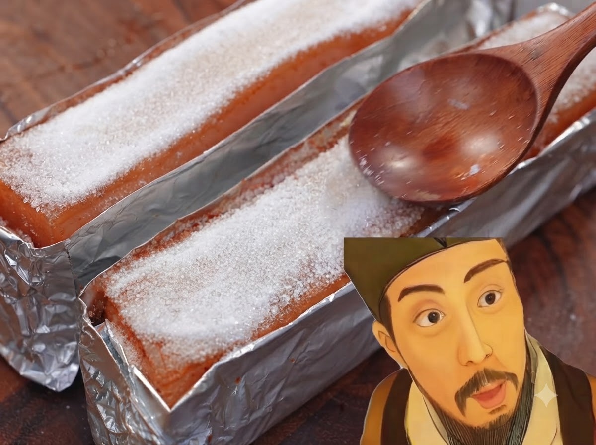 Der Heißluftfritteusenkorb mit dem salzverkrusteten Schweinebauch wird eingeschoben.