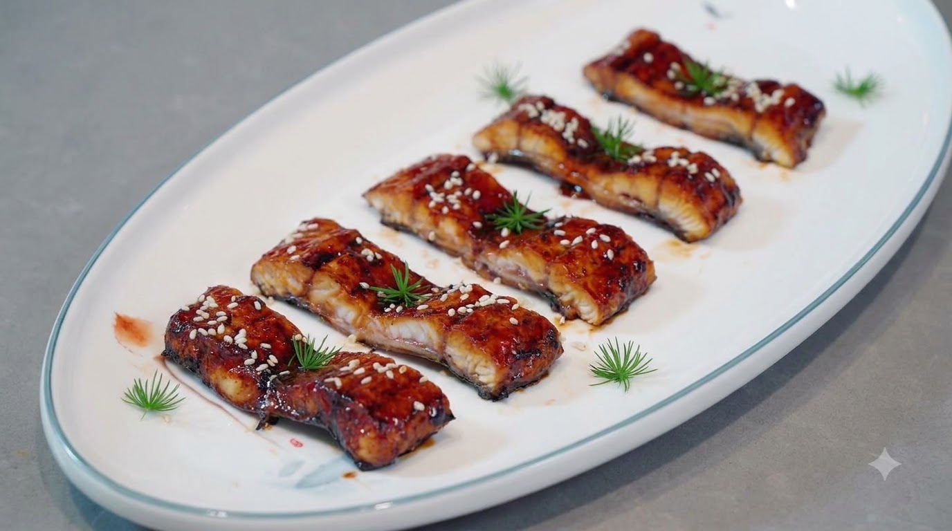 Hausgemachter glasierter gegrillter Aal (Unagi)