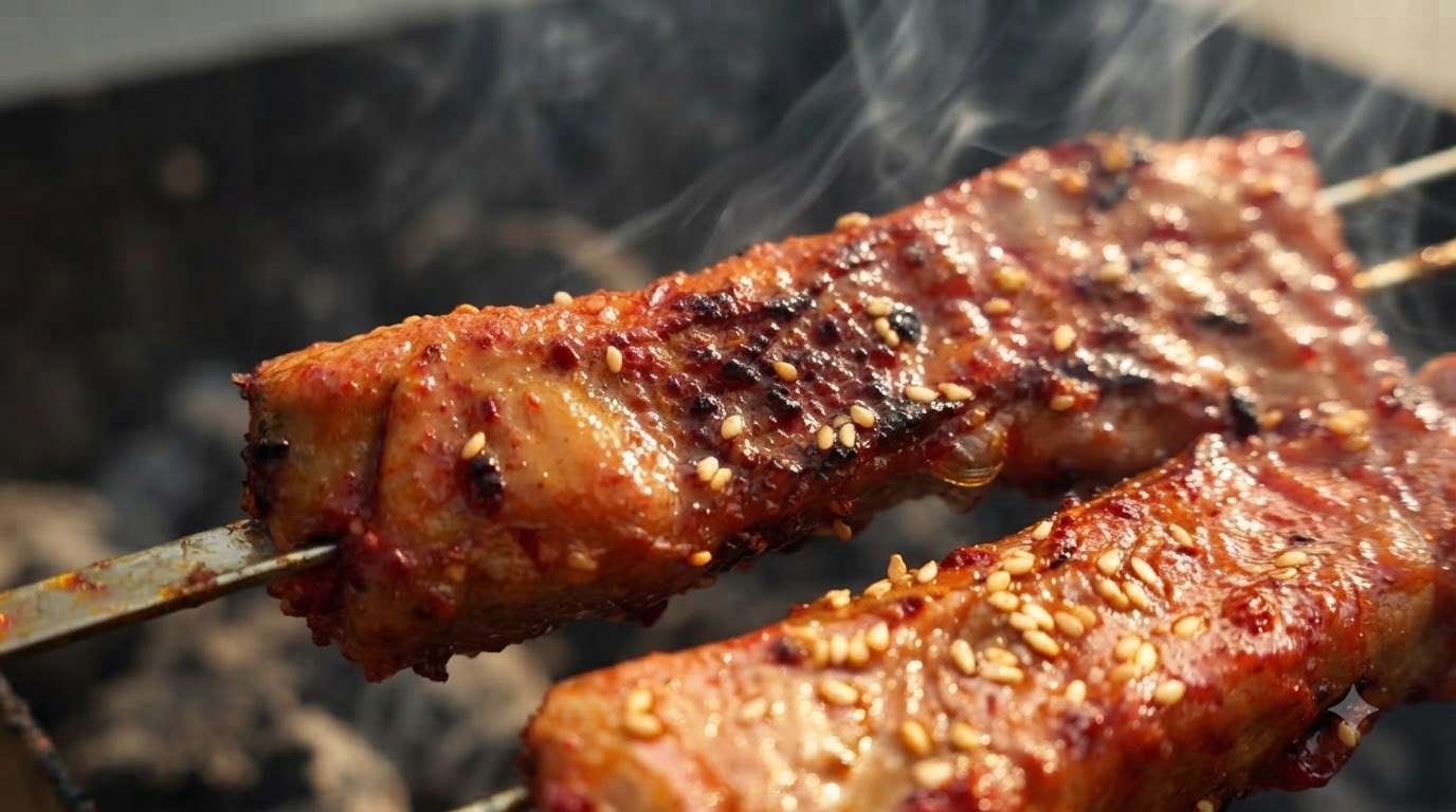 Kohlengegarte Pökelfleisch-Rippchen (Gaokao-Rippchen)