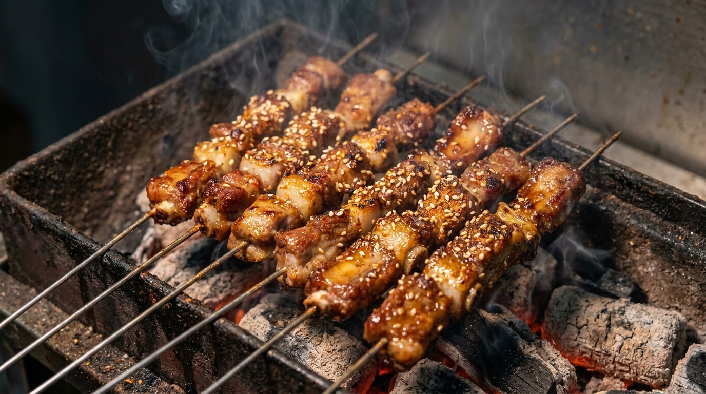 Sichuan Würzig Gegrillte Schweinerippchen-Spieße