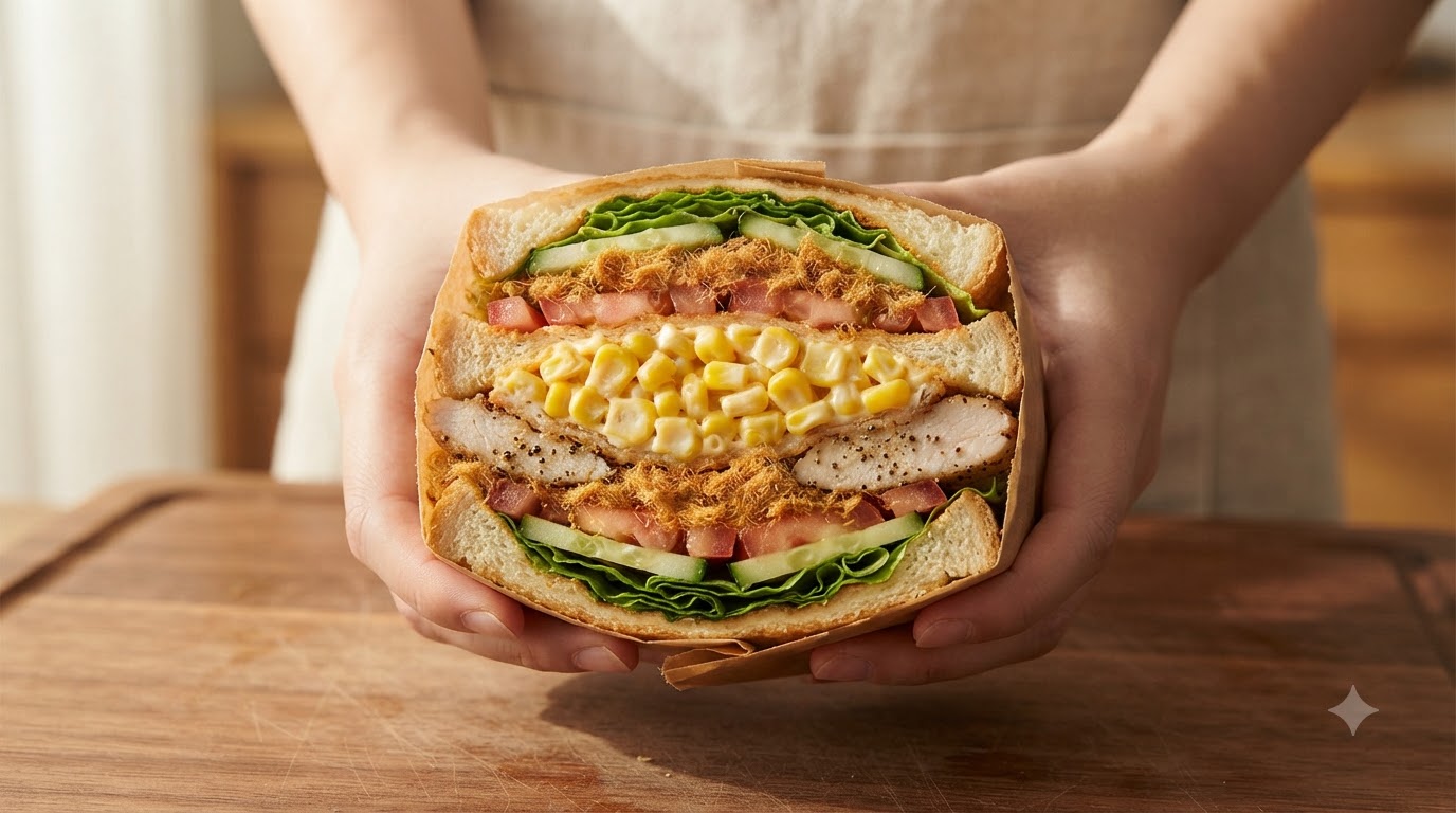 Belegtes Sandwich mit Black-Pepper-Hähnchensteak