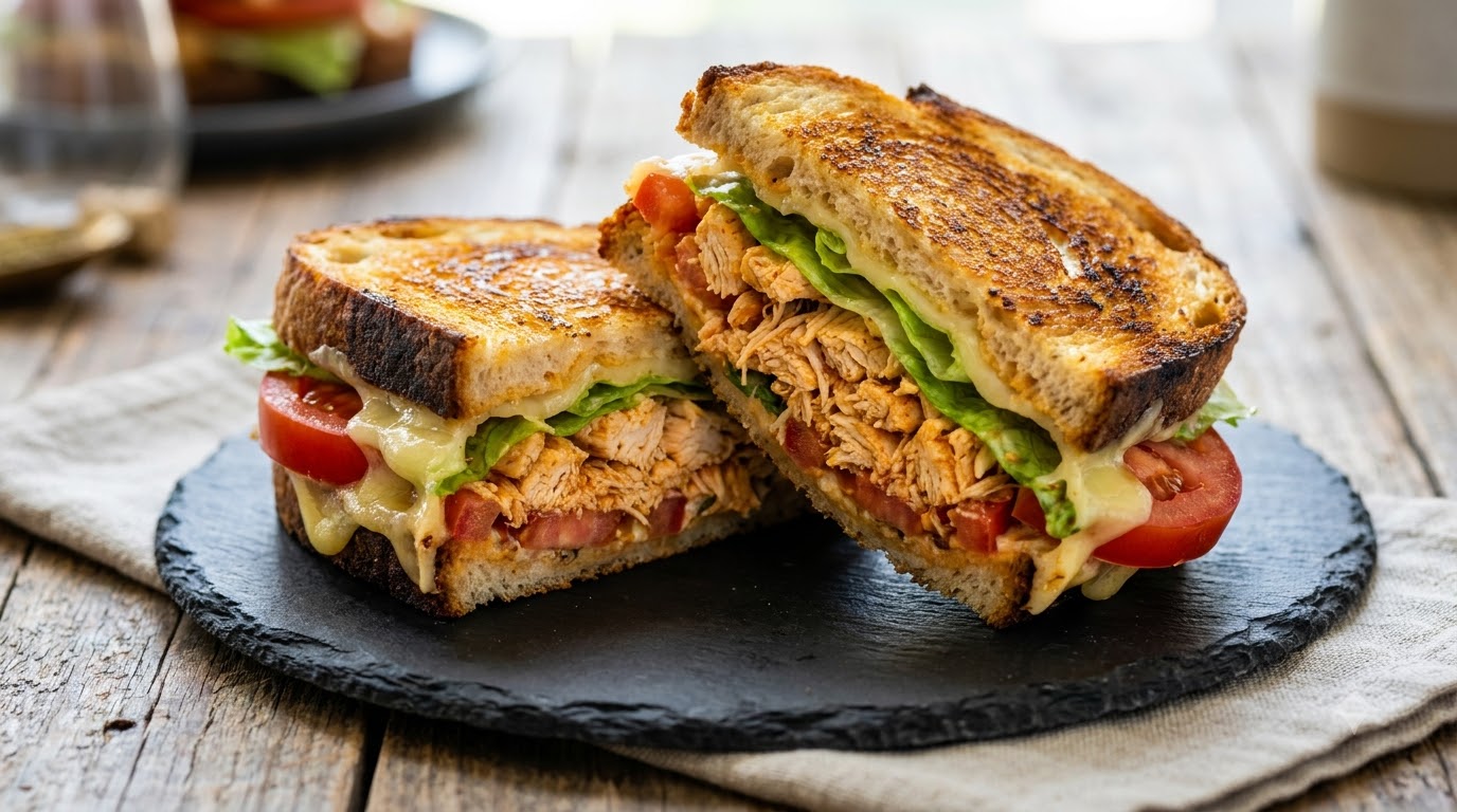 Würziger Hähnchen-Sandwich mit Sauerteig