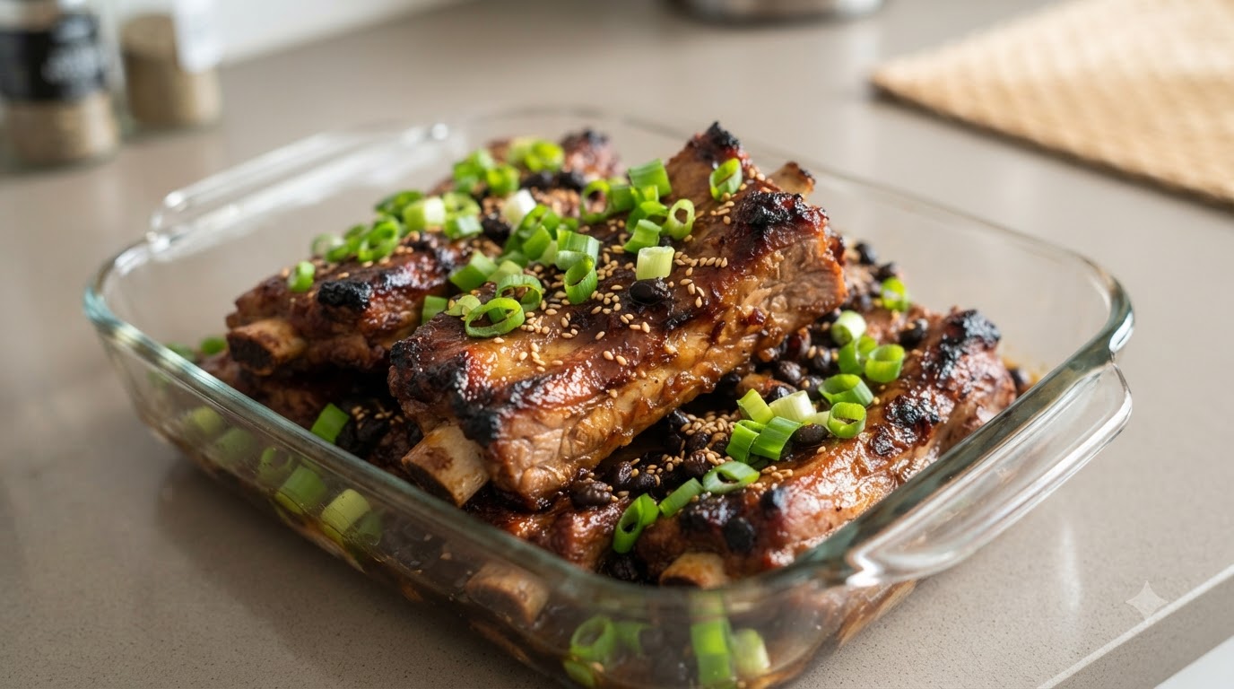 Gedämpfte Schweinerippchen mit fermentierten schwarzen Bohnen aus der Mikrowelle