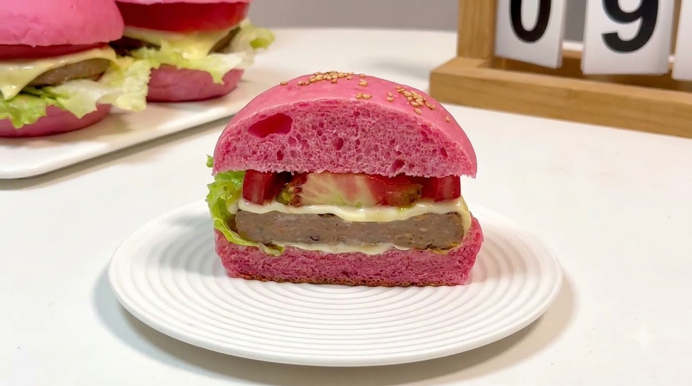 Hausgemachter rosa Rinderburger