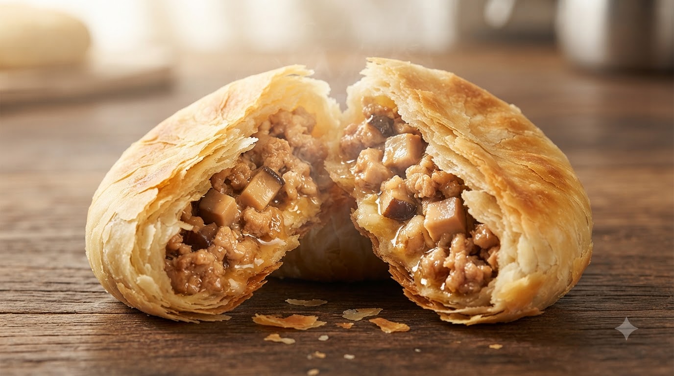 Knusprige Mai Duo Pastete mit Shiitake und Schweinefleisch