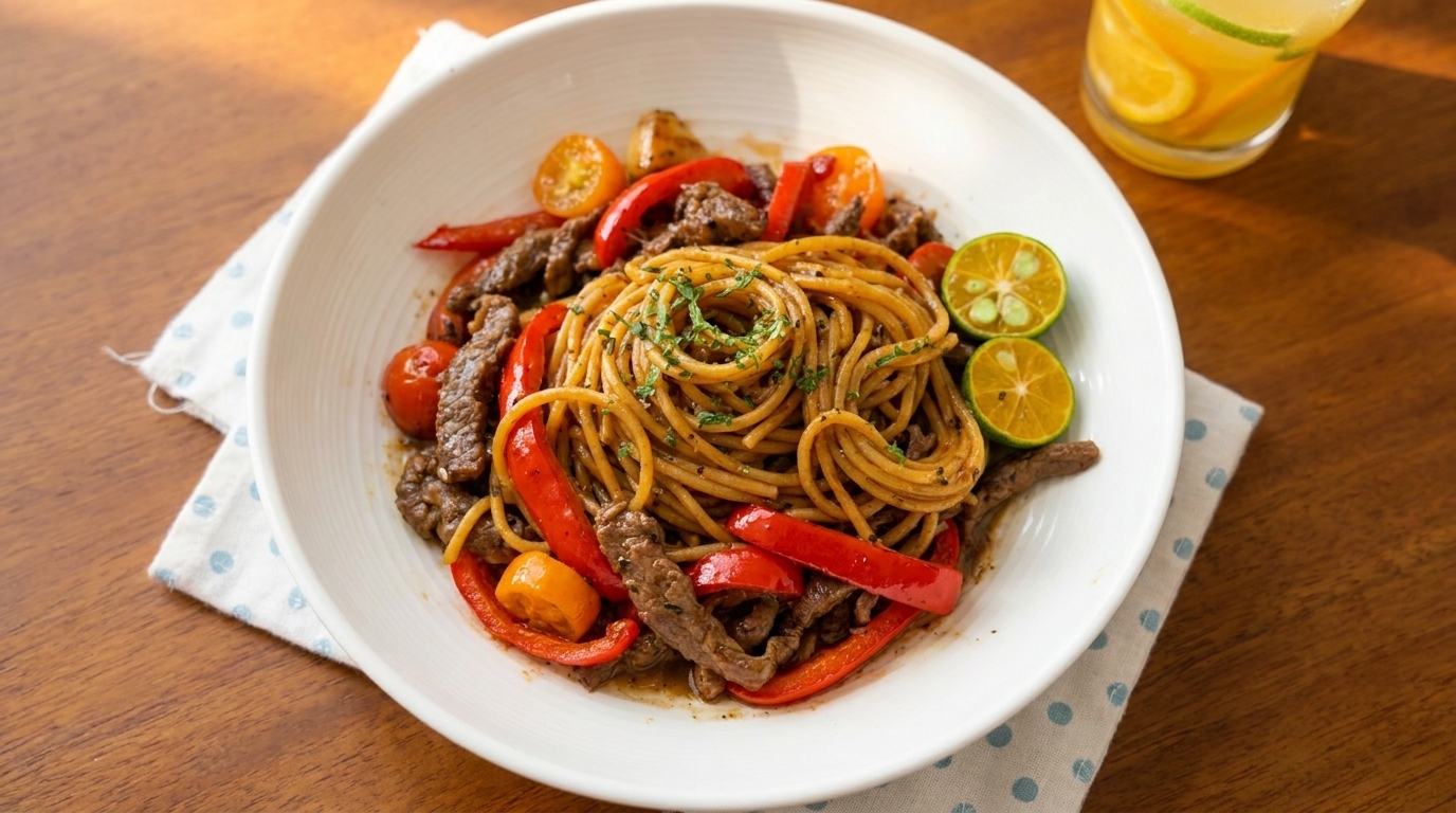 Schnelle & einfache Pasta mit scharfem Pfeffer-Rindfleisch
