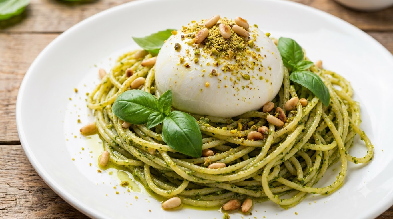 Klassisches Pesto alla Genovese mit Burrata