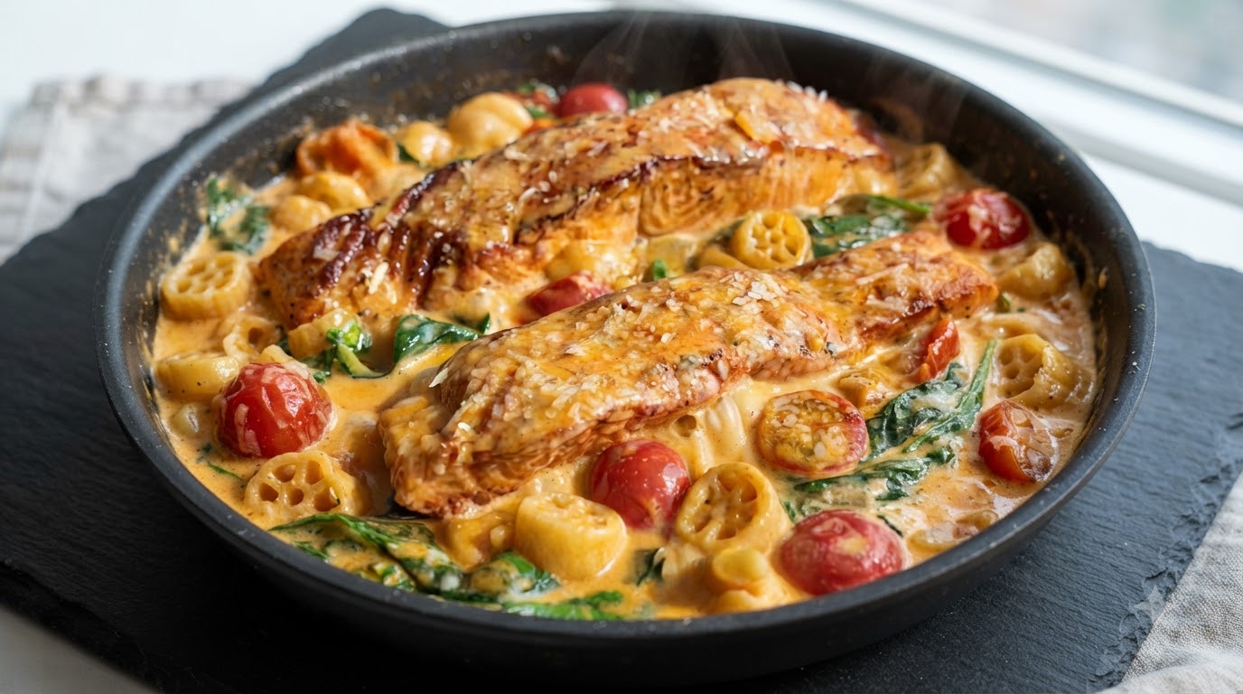 Cremige Toskanische Lachs-Pfannen-Pasta
