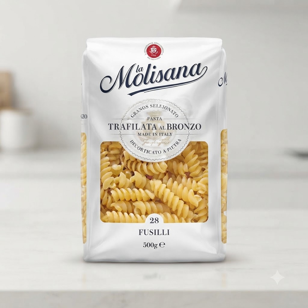 Trockene Fusilli-Nudeln kochen in einem Topf mit blubbernd heißem Wasser.