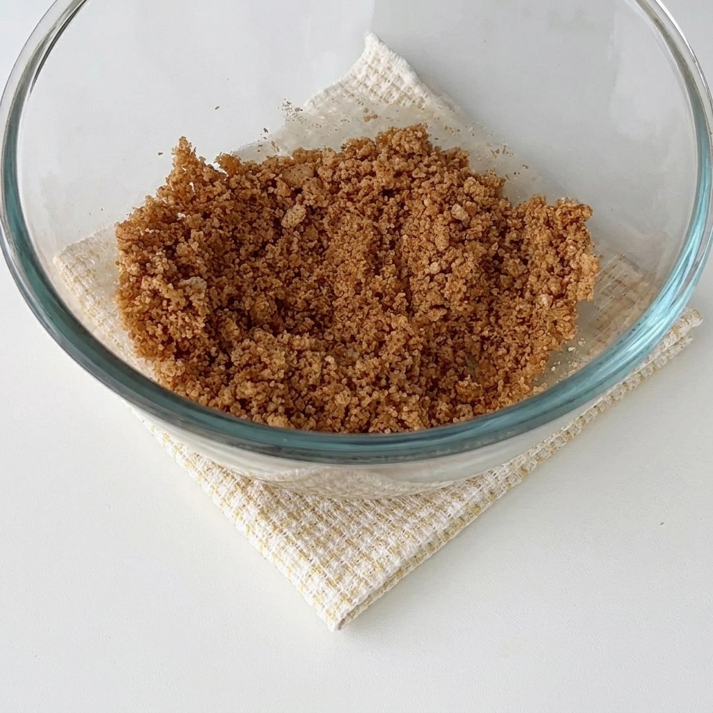 Keksboden in einer Mousse-Form flach angedrückt.