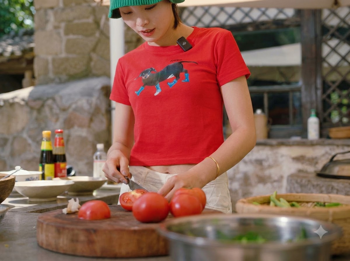 Frische rote Tomaten werden auf einem Holzschneidebrett mit einem Messer geschnitten.