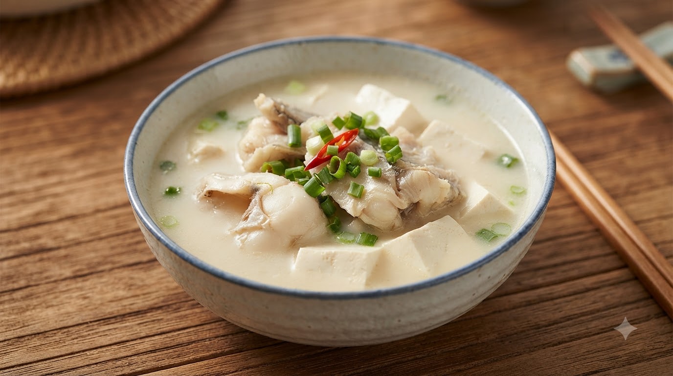 Klassische Pollack-Tofu-Suppe (Myeongtae Dubu Guk)
