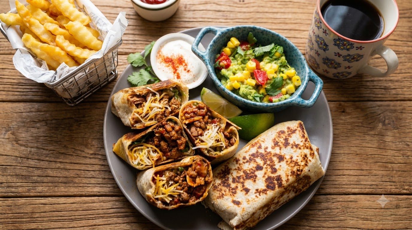 Ultimativer Käsiger Rinder-Burrito mit Frischer Guacamole