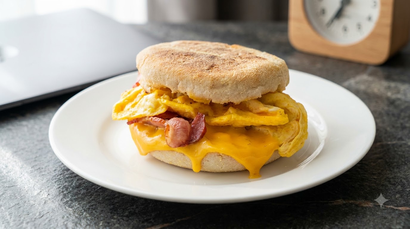 Hausgemachtes Frühstückssandwich mit English Muffin