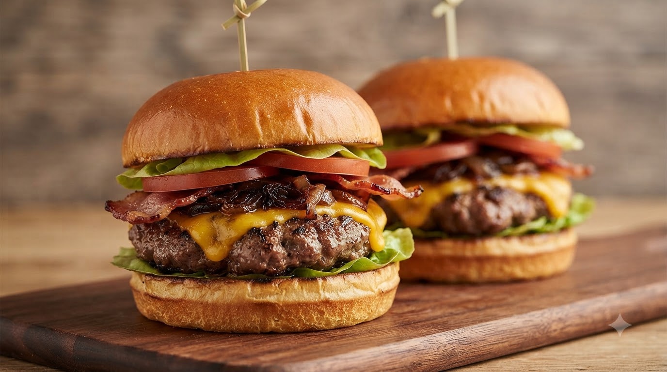 Klassischer Hausgemachter Käse-Rinder-Burger