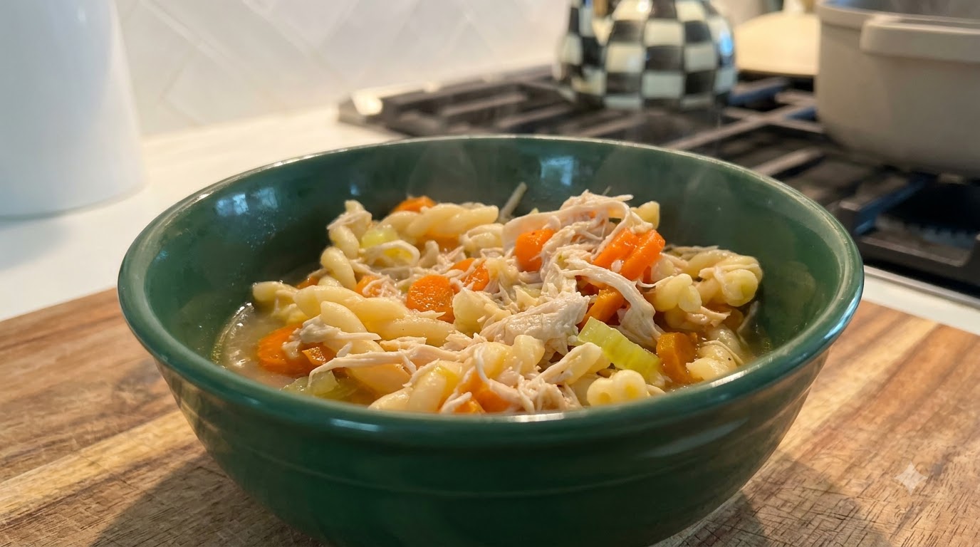 Herzhafte Hühnernudelsuppe für kranke Tage