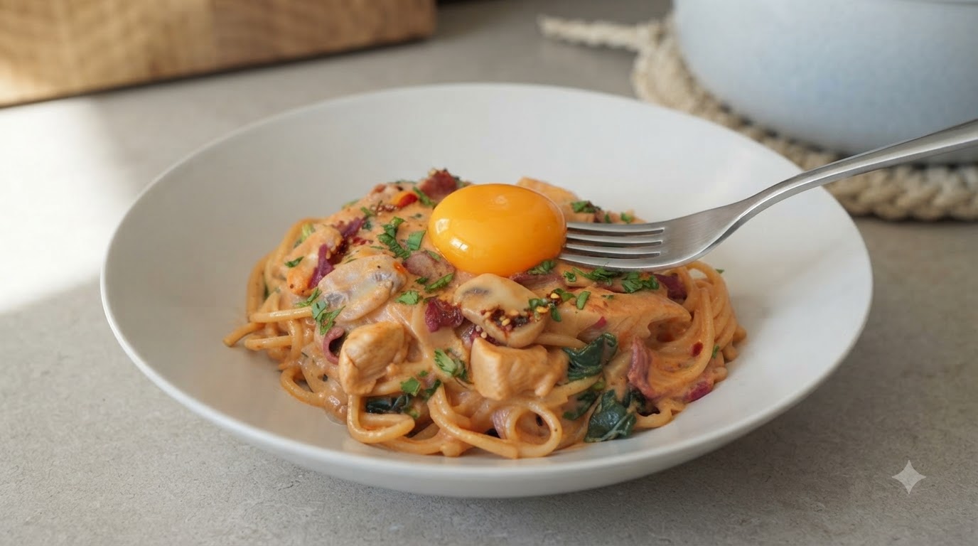 Würzige Cremige Bacon-Hähnchen-Pasta