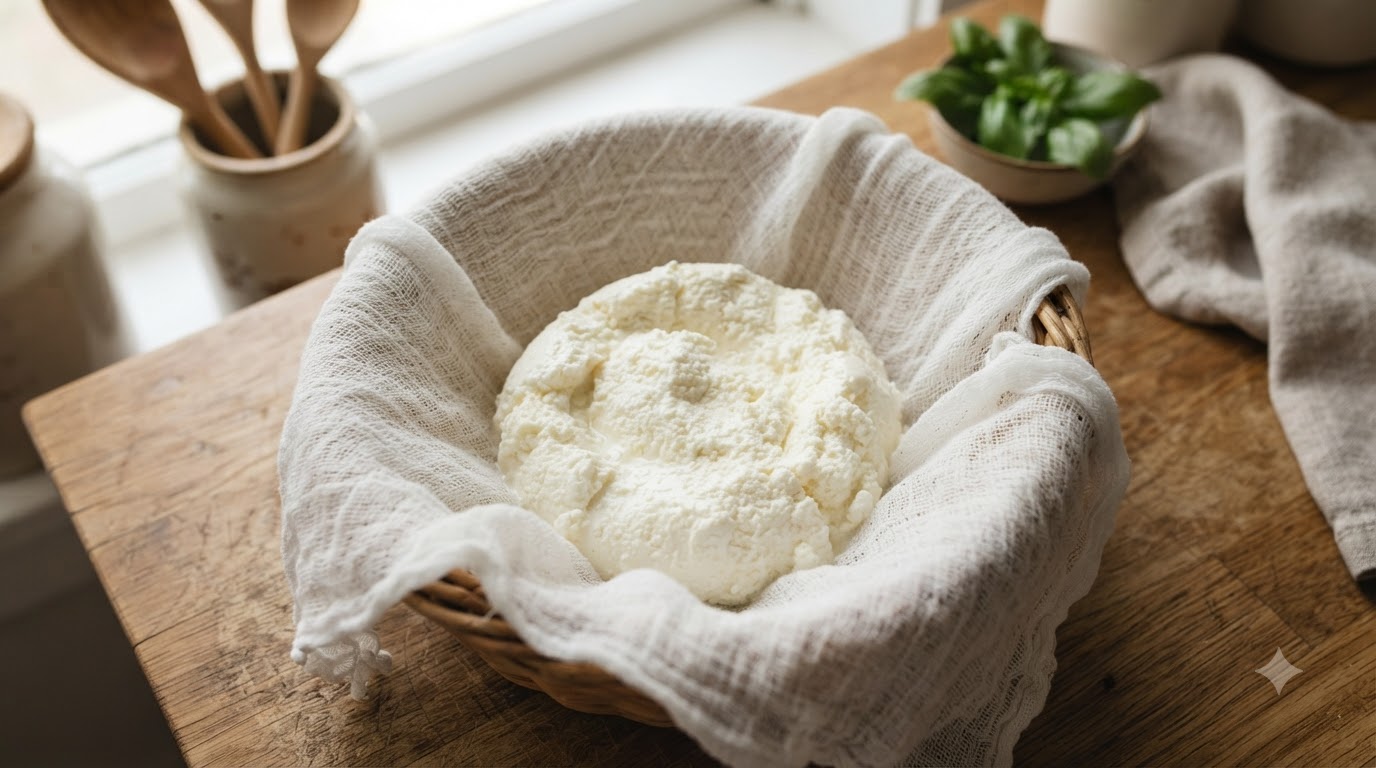 Hausgemachter frischer Ricotta-Käse