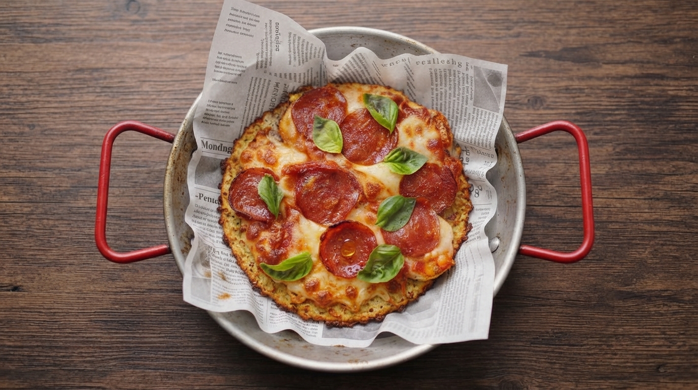 Proteinreiche Pepperoni-Blumenkohl-Pizza
