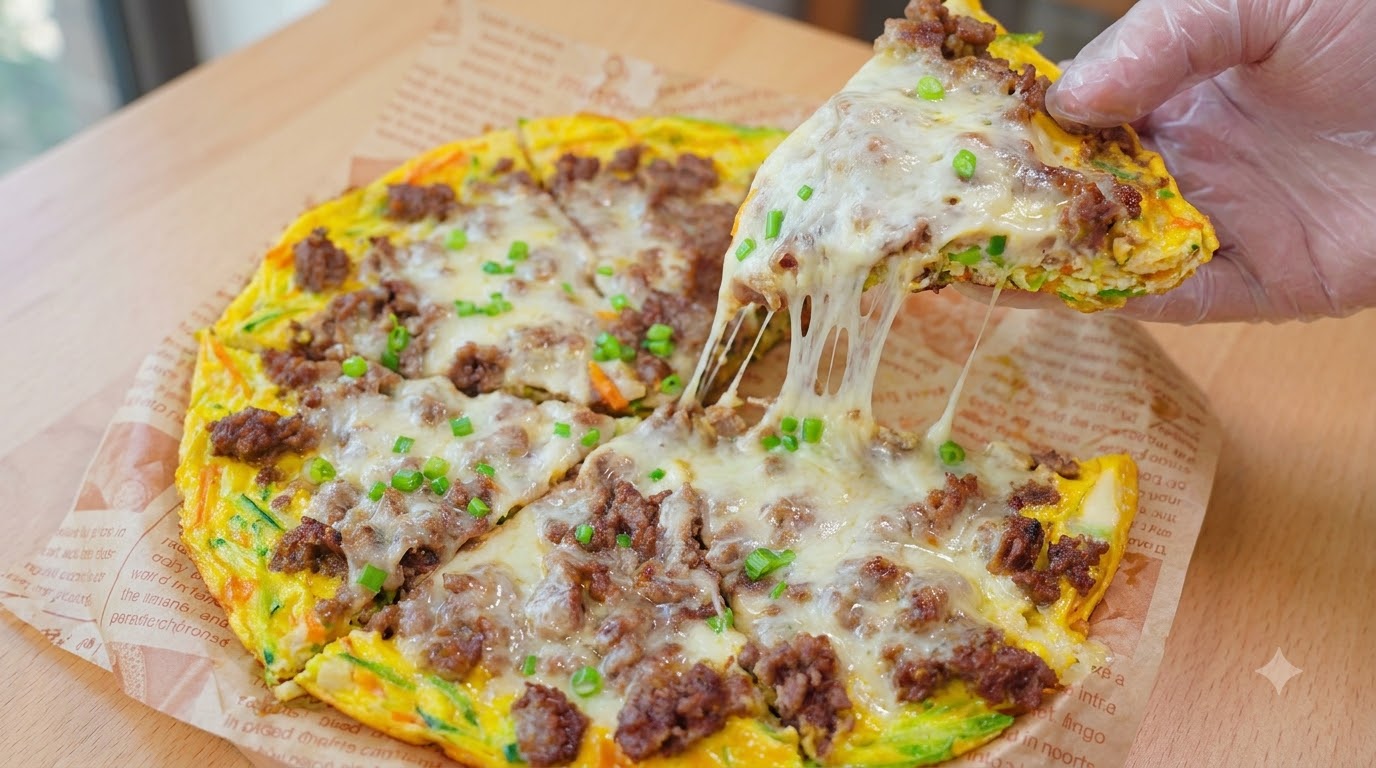 Chinesische Zucchini-Rinder-Pfannenpizza