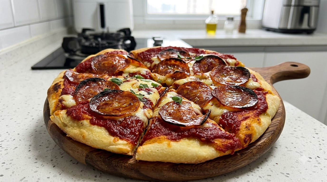 Hausgemachte Salami-Pizza