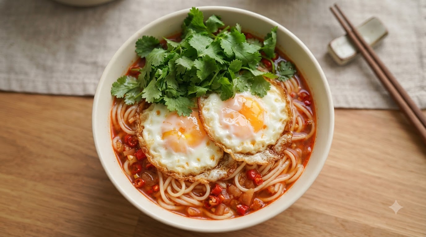 Saure Suppennudeln mit Eingelegtem und Chili