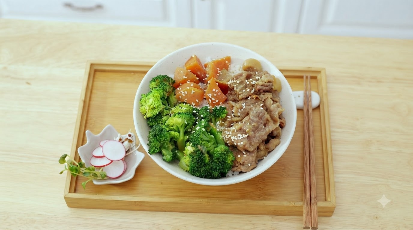 Würzige Miso-Rinder-Reisschüssel