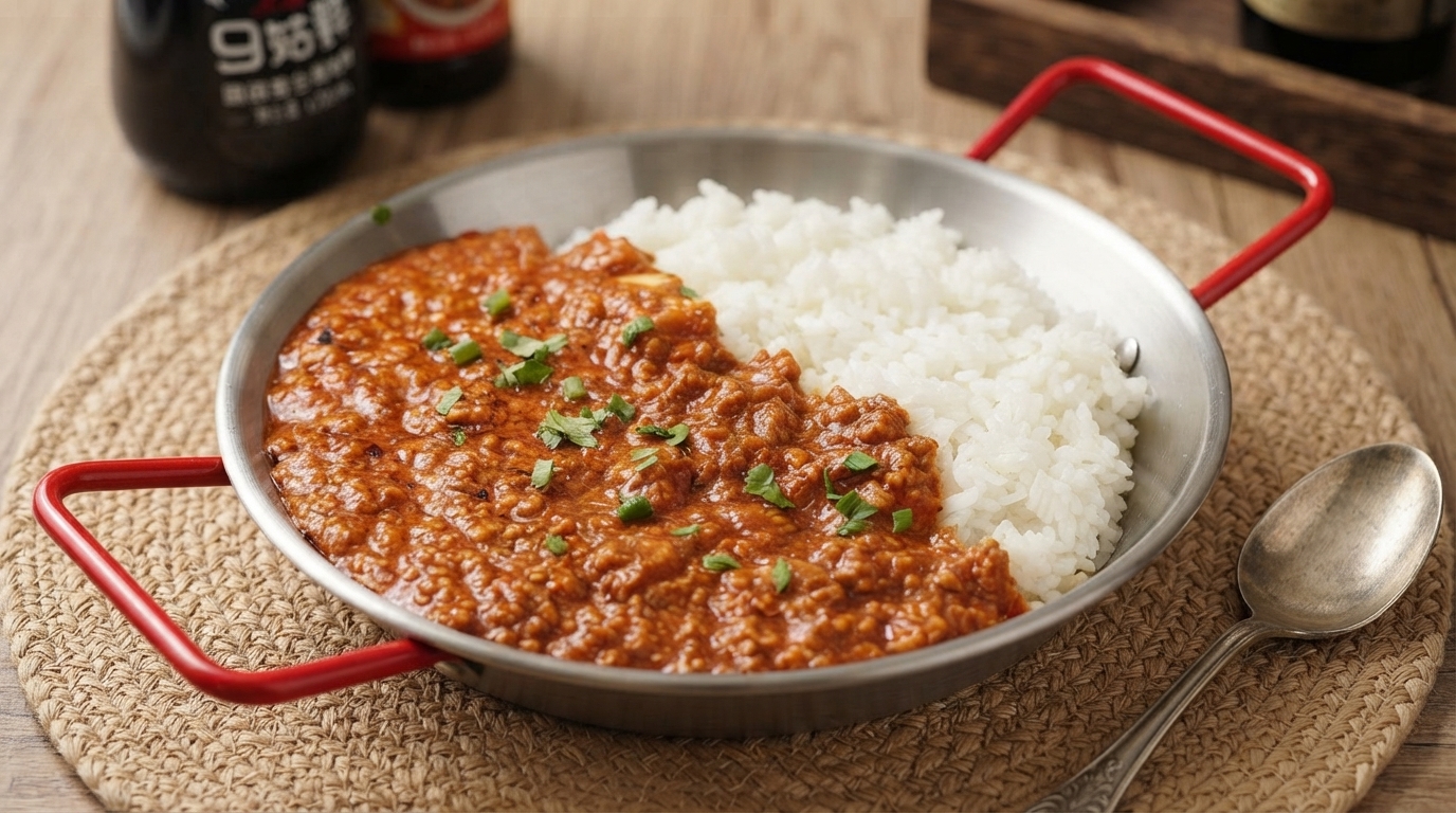 Cremiges Curry-Hackfleisch mit Reis