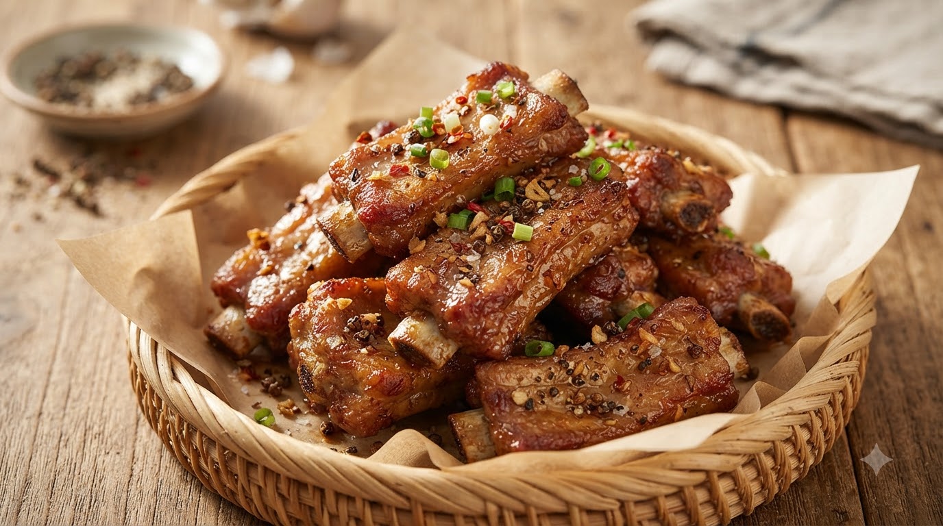 Knusprige Knoblauch-Salz-und-Pfeffer-Schweinerippchen