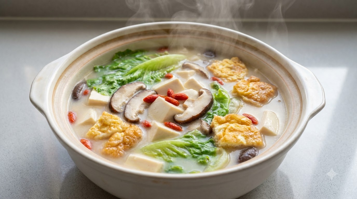 Nährende Sanxian Tofu-Suppe